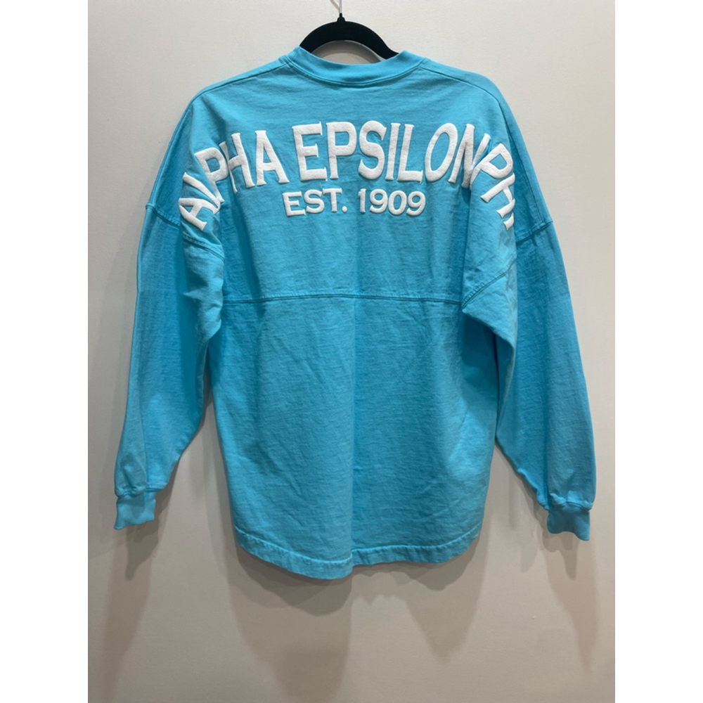 Alpha Epsilon Phi Spirit Jersey Long Sleeve Shirt XS Blue University Academic